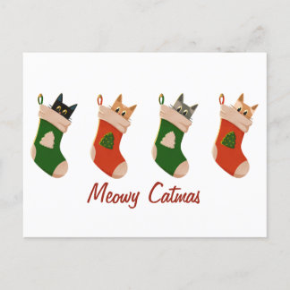 Cute Christmas cat greetings シーズンポストカード