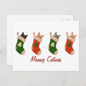Cute Christmas cat greetings シーズンポストカード (正面/裏面)