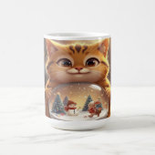 Cute Christmas Cat Holding Snow Globe Art コーヒーマグカップ (中央)