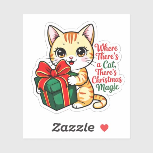 Cute Christmas Cat Holiday Decal for Cat Lover シール (シート)