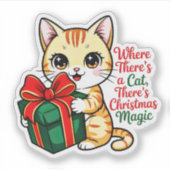 Cute Christmas Cat Holiday Decal for Cat Lover シール (正面)