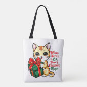 Cute Christmas Cat Holiday Gift for Cat Lover トートバッグ (裏面)