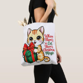 Cute Christmas Cat Holiday Gift for Cat Lover トートバッグ (クローズアップ)