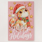 Cute Christmas Cat Illustration with Festive Charm ジグソーパズル (縦)