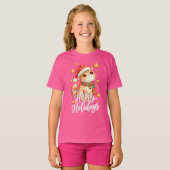 Cute Christmas Cat Illustration with Festive Charm Tシャツ (正面フル)