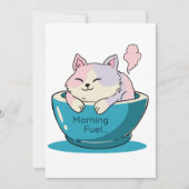 Cute Christmas Cat in Mug Morning Fuel Invitation 招待状 (正面)