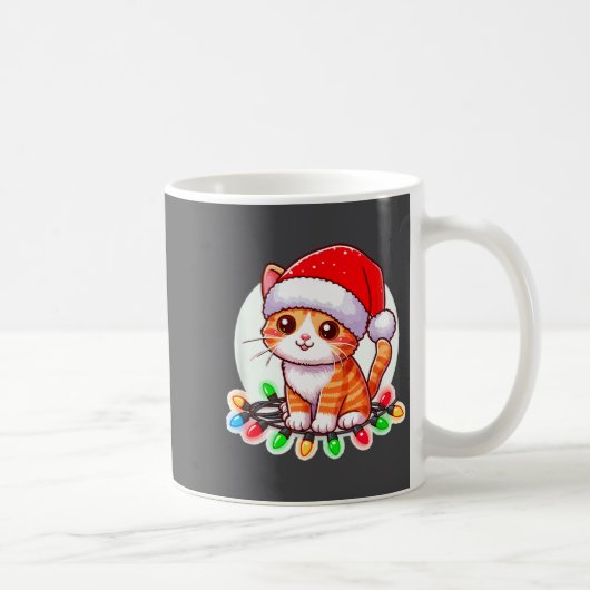 Cute Christmas Cat In Santa Hat コーヒーマグカップ (右)