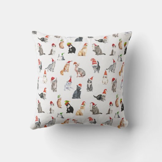 Cute Christmas Cat Pattern Pillow クッション (裏面)