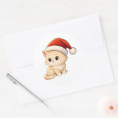 Cute Christmas Cat Sticker ラウンドシール (封筒)