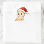 Cute Christmas Cat Sticker ラウンドシール (バッグ)