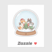 Cute Christmas Cat Sticker, Snow Globe Cat シール (シート)
