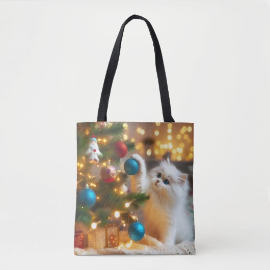 Cute Christmas Cat Tote Bag トートバッグ (正面)