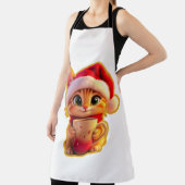 **Cute Christmas Cat with Santa Hat – Funny Holida エプロン (インサイチュ)