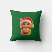 **Cute Christmas Cat with Santa Hat – Funny Holida クッション (正面)