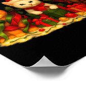 Cute Christmas Cat Xmas Lights Santa Reindeer Cat ポスター (角)