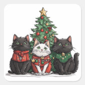 Cute Christmas Cats スクエアシール (正面)