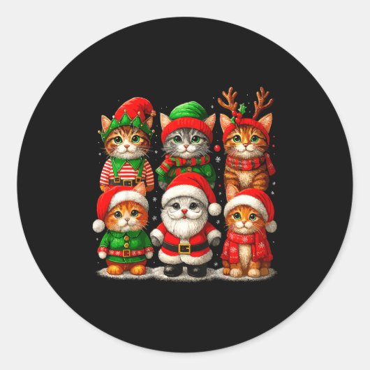Cute Christmas Cats  ラウンドシール (正面)