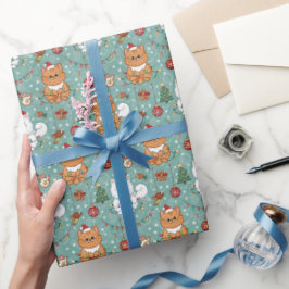 Cute Christmas Cats Holiday Wrapping Paper ラッピングペーパー