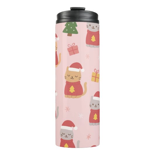Cute Christmas Cats Pattern – Pink Holiday Design タンブラー (正面)