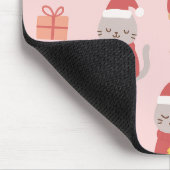 Cute Christmas Cats Pattern – Pink Holiday Design マウスパッド (コーナー)