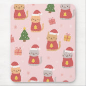 Cute Christmas Cats Pattern – Pink Holiday Design マウスパッド (正面)