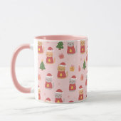 Cute Christmas Cats Pattern – Pink Holiday Design マグカップ (左)