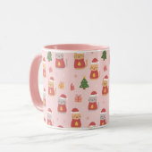 Cute Christmas Cats Pattern – Pink Holiday Design マグカップ (正面左)