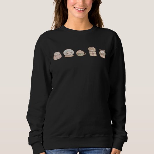 Cute Christmas Cats Snow Globe Hot Cocoa Sweater R スウェットシャツ (正面)