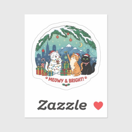 Cute Christmas Cats Sticker シール (シート)