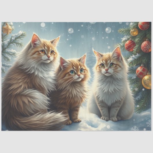 Cute Christmas Cats Tissue Paper 薄葉紙 (正面)
