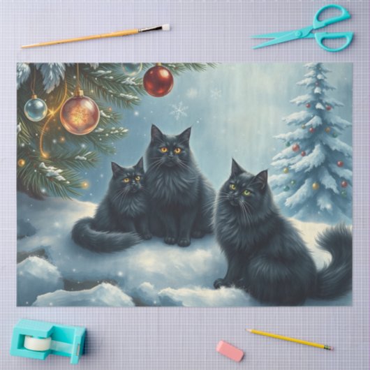 Cute Christmas Cats Tissue Paper 薄葉紙 (クラフト)