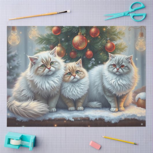 Cute Christmas Cats Tissue Paper 薄葉紙 (クラフト)