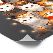 Cute Christmas Cats Tree Lights Holiday Kittens Il ポスター (角)