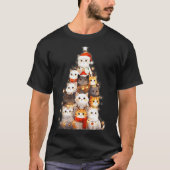 Cute Christmas Cats Tree Lights Holiday Kittens Il Tシャツ (正面)