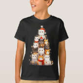 Cute Christmas Cats Tree Lights Holiday Kittens Il Tシャツ (正面)