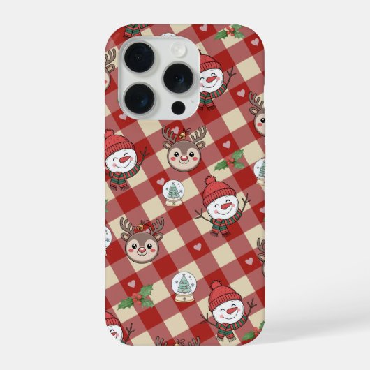 Cute Christmas Characters Phone Case iPhoneケース (裏面)