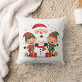 Cute Christmas Characters – Santa, Elves & Snowman クッション (ブランケット)