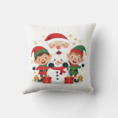 Cute Christmas Characters – Santa, Elves & Snowman クッション (裏面)