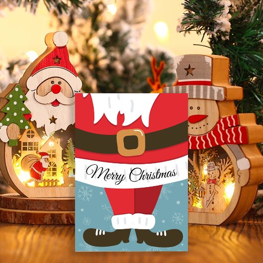 Cute Christmas Cheer Santa Suit Flat シーズンカード
