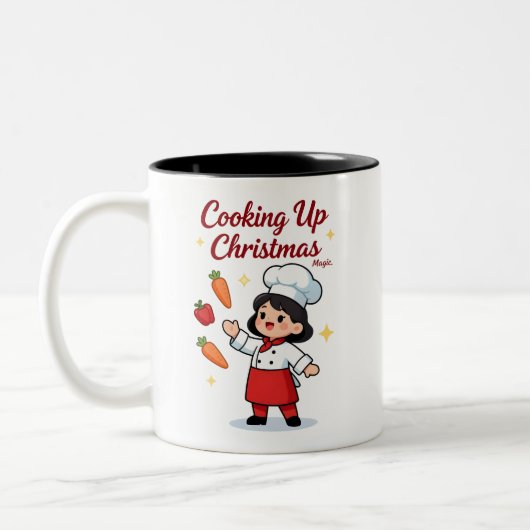 Cute Christmas Chef Mug for Holiday Cheer ツートーンマグカップ (左)