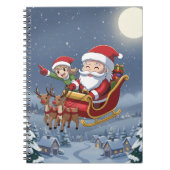 Cute Christmas Chibi Santa and Elf Notebook ノートブック (正面)
