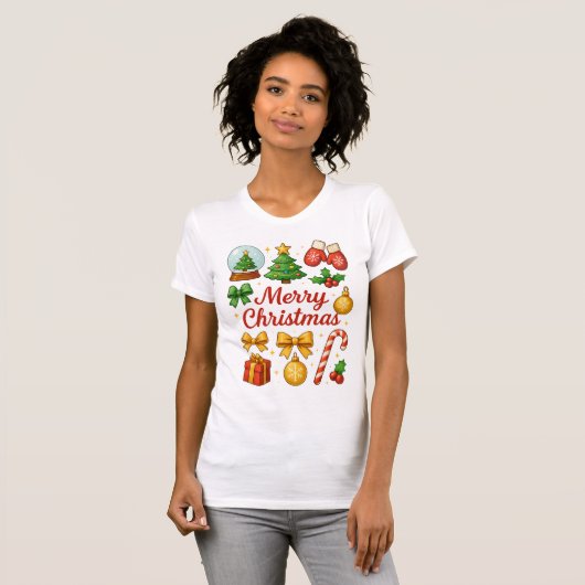Cute Christmas Clipart Family Tee Gift Tシャツ (正面フル)