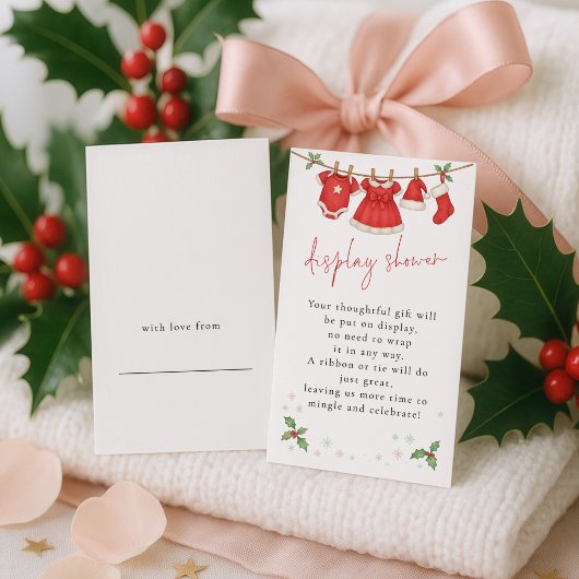Cute Christmas Clothesline Display Baby Shower エンクロージャーカード