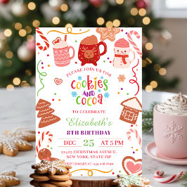 Cute Christmas Cookies and Cocoa Birthday party  招待状