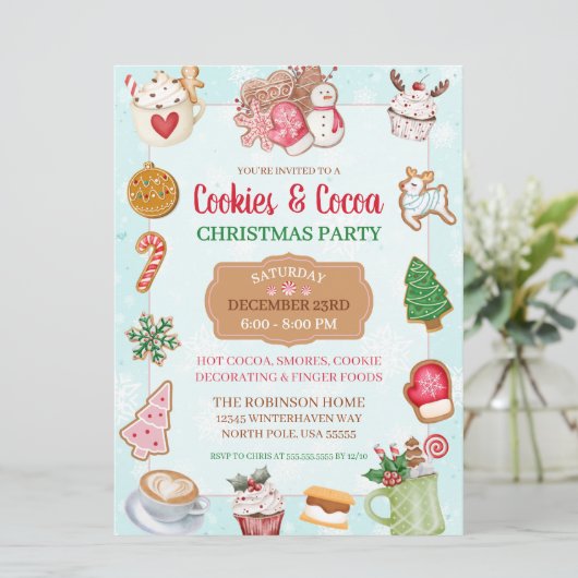 Cute Christmas Cookies and Cocoa Exchange Party 招待状 (スタンド正面)