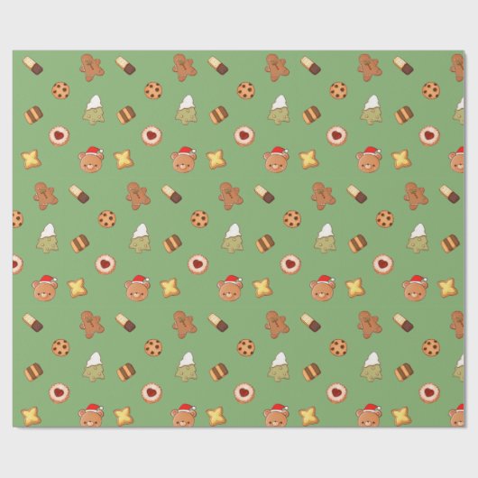 Cute Christmas Cookies Happy Holiday Biscuits  ラッピングペーパー (フラット)