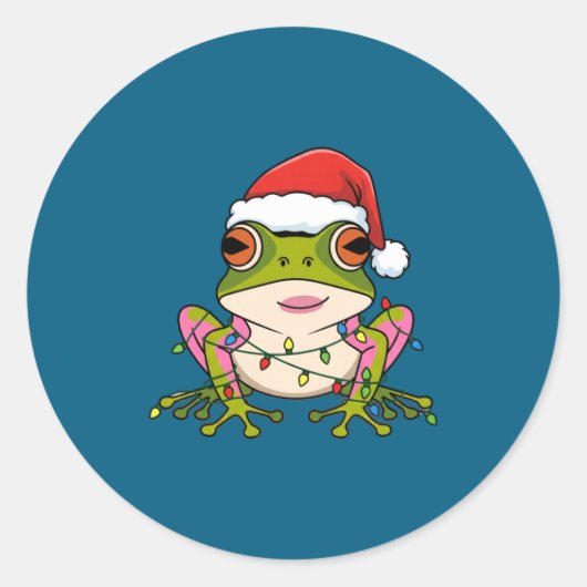 Cute Christmas Coqui Frog _ Holiday Puerto Rican L ラウンドシール (正面)