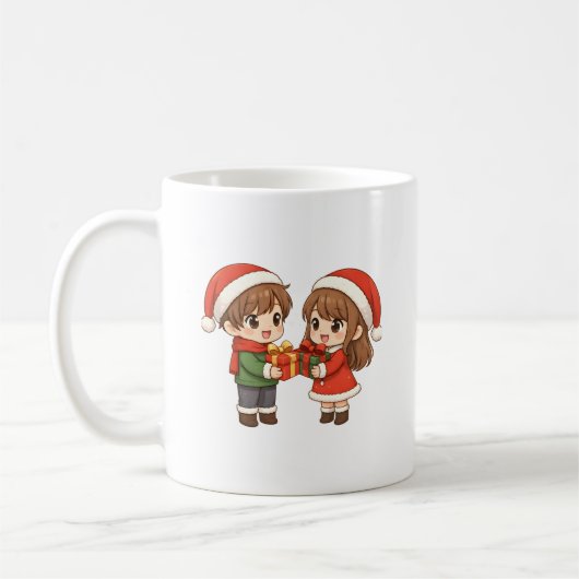 Cute Christmas Couple Mug コーヒーマグカップ (左)
