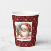 Cute Christmas Cups Santa Claus Rudolph Design 紙コップ (正面)