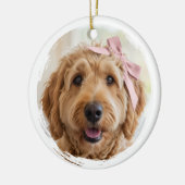 Cute Christmas Custom Photo Dog Pet Modern Pink セラミックオーナメント (左)